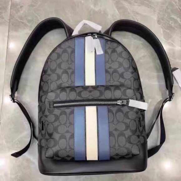Coach West Backpack In Signature With Varsity Stripe - Picture 1 of 9